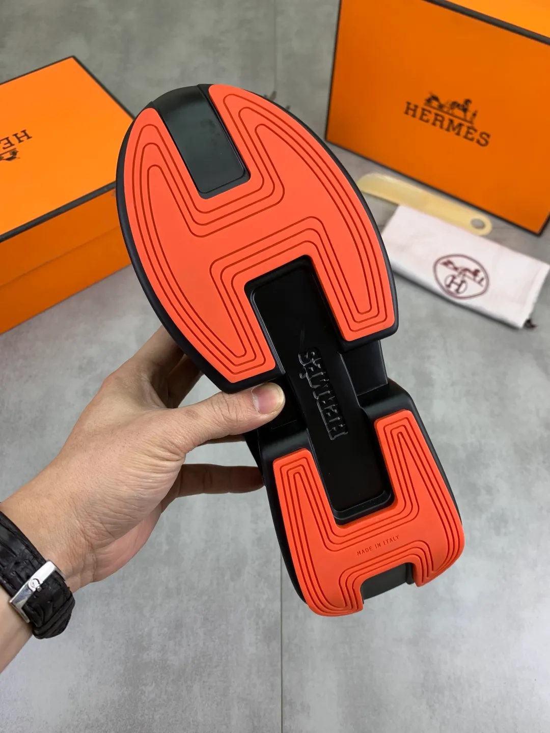 Men's men's shoes P460 new style [HERMES] Hermès - High-end quality original order - Upper: 🔝Nappa calfskin, sewn brand 'H' totem - Inner: water-dyed cowhide - Outsole: ultra-light TPU foam; molded outsole - Ultra-high quality control·Fine workmanship: highlighted (high-end·nobility·grade) -Size: 38-44 (45 can be customized)·